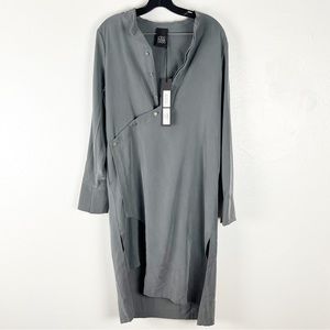 LOTUS EATERS Gray Long Sleeves Asymmetrical Hem The Emerald Tunic, Size Small